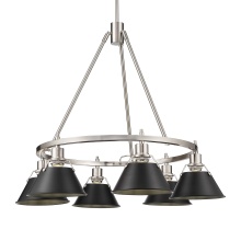 Golden 3306-6 PW-BLK - Yep by Golden Lighting Orwell 6-light Chandelier in Pewter and Matte Black shade